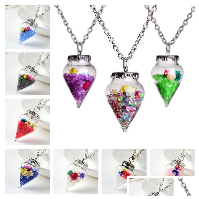

Pendant Necklaces Drifting Bottle Necklace Glass Er Dried Flowers Hay Wishing Gsfn290 With Chain Mix Order Drop Delivery Jewelry Pend Dhceq