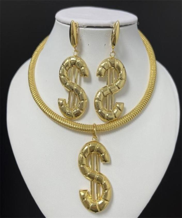 

Wedding Jewelry Sets Earrings and Pendant Set For Women Necklace Fashion Trend Statement Gold Color Party Gift 2211155743756