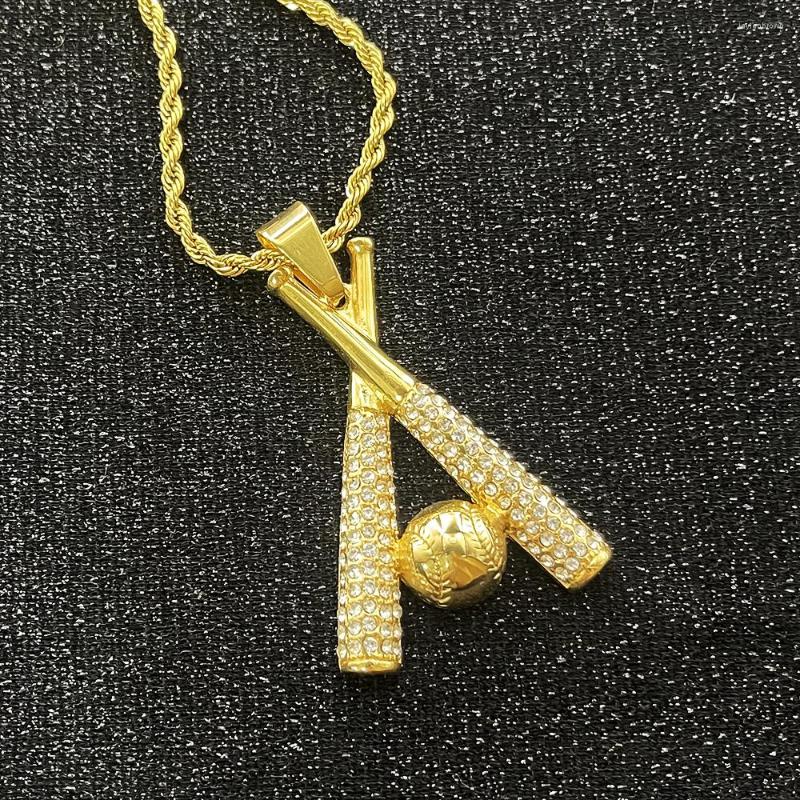 

Pendant Necklaces Baseball Bat Necklace Men Hip-Hop RAP Street Culture With Rhinestone Trend Fashion For Jewelry