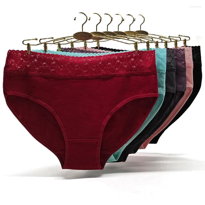 

Women's Panties 4pcs/lot Big Yards 2XL/3XL/4XL Lady Mommy Pants Large Briefs Print Flower Cotton Women's Underwear Plus Size 89512, Mix colors