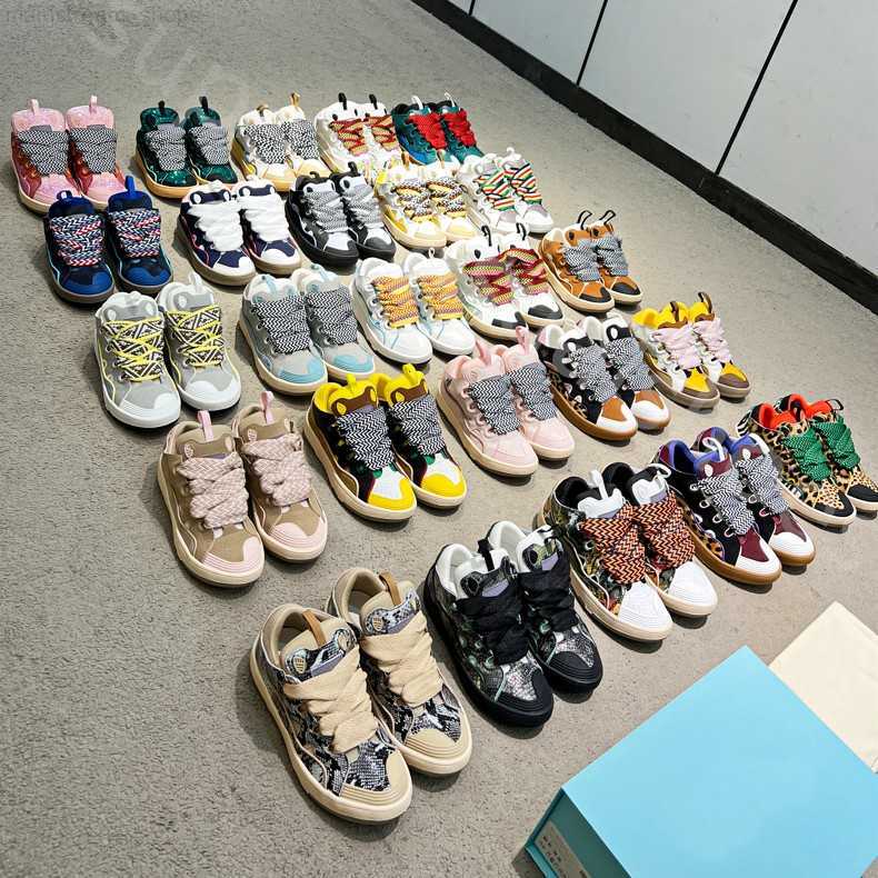 

Designer extraordinary sneaker mesh woven Lace-up shoes New style embossed Leather Curb sneakers mens womens in nappa calfskin Trainers size