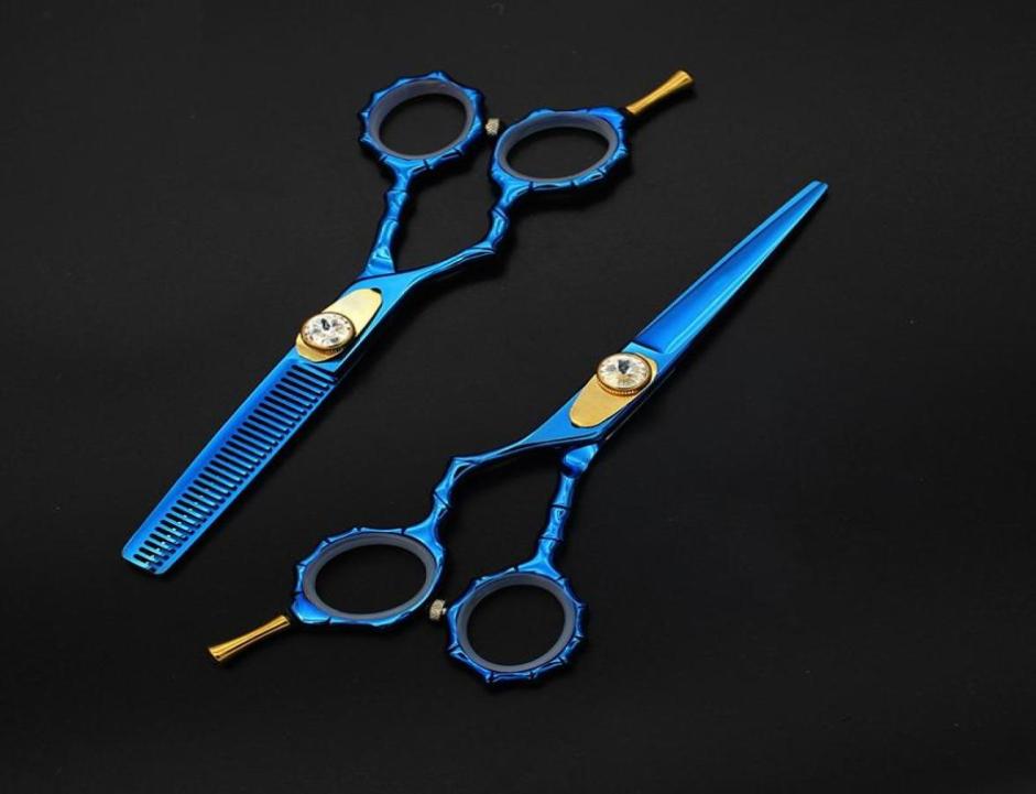 

Hair Scissors 55 Inch Blue Cutting Thinning Blunt Tip Japan 440c Pro Hairdressing Shears Lefthanded3496899
