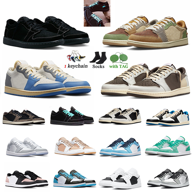 

Reverse Mocha Jumpman 1 Low Basketball Shoes 1s Tokyo Vintage Zion Voodoo Black Phantom White Cement denim tears UNC Smoke Grey Sneakers Women Mens Trainers size 12, #14 36-46