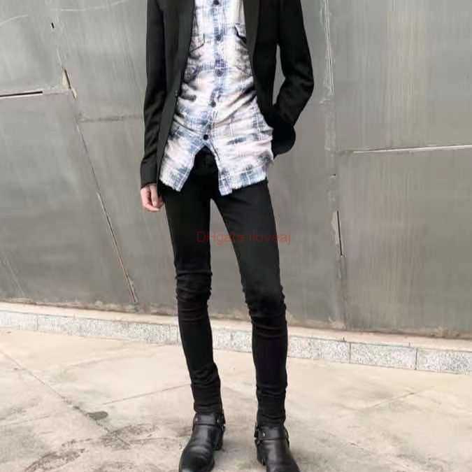 

Designer Clothing Amires Jeans Denim Pants Amies Black Basic Jeans Mens Youth High Street Fashion Brand Versatile Elastic Slim Fit Classic Small Foot Long Pants Dist