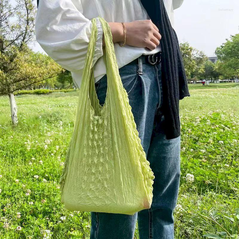 

Waist Bags Foufurieux Stretch Bag Pleated Shopping Foldable Portable Large Capacity Top Handle Reusable Casual Women, Black