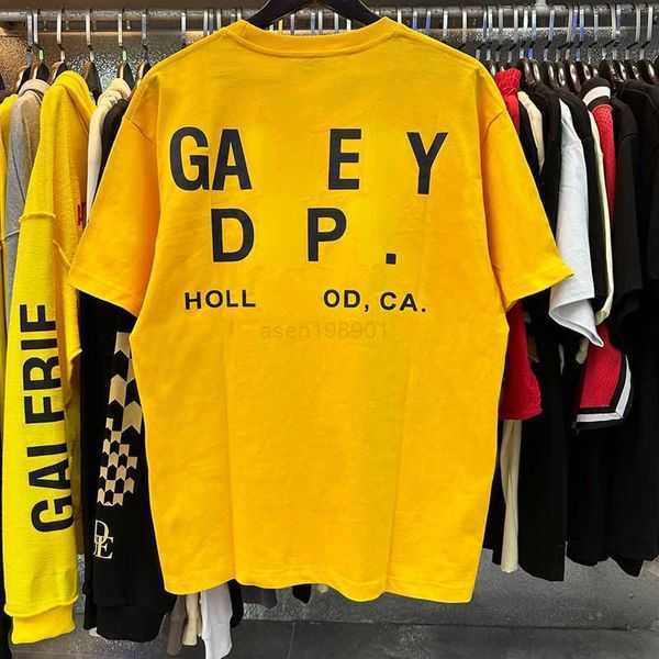 

American Short Sleeved t Shirt Gall Designer t Cotton Sweatshirt Men Women Summer Loose Pullover Top Letter Print Pattern Tee 1lvi0, Yellow