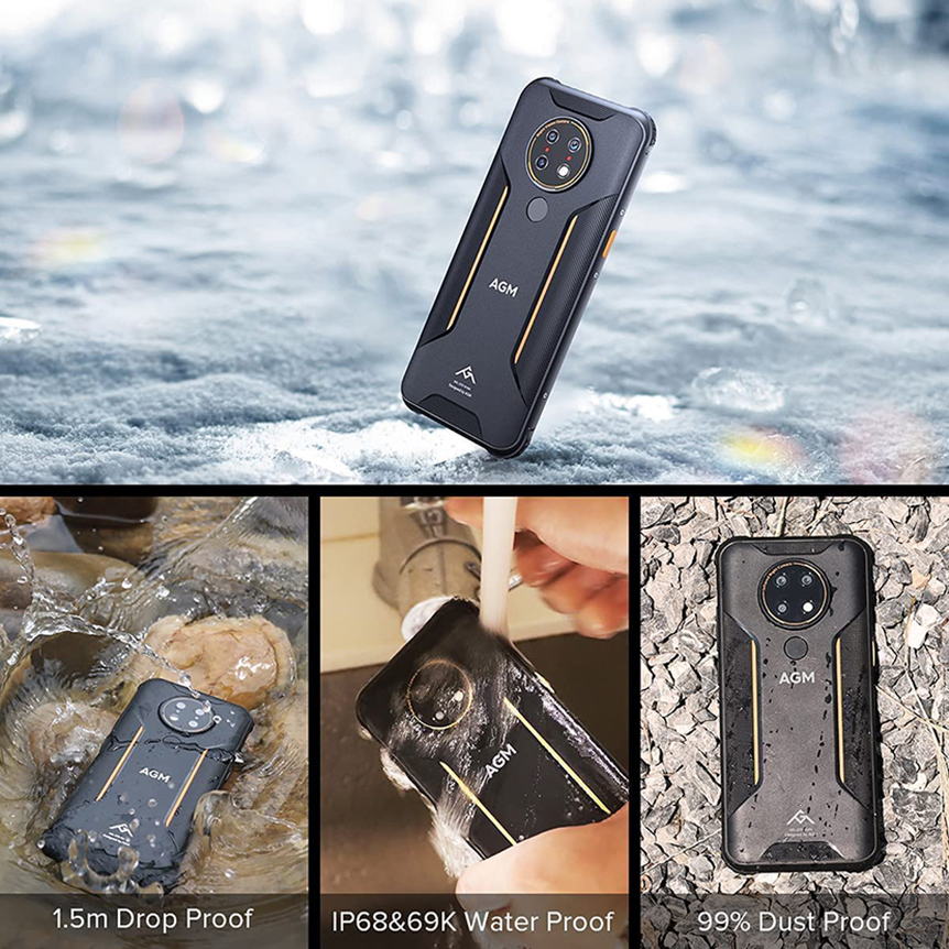 

tlm AGM M7 Rugged Phone, IP68 W, 2500mAh Battery Unlocked Cell Phone for Seniors Dual SIM Biggest Speaker 61