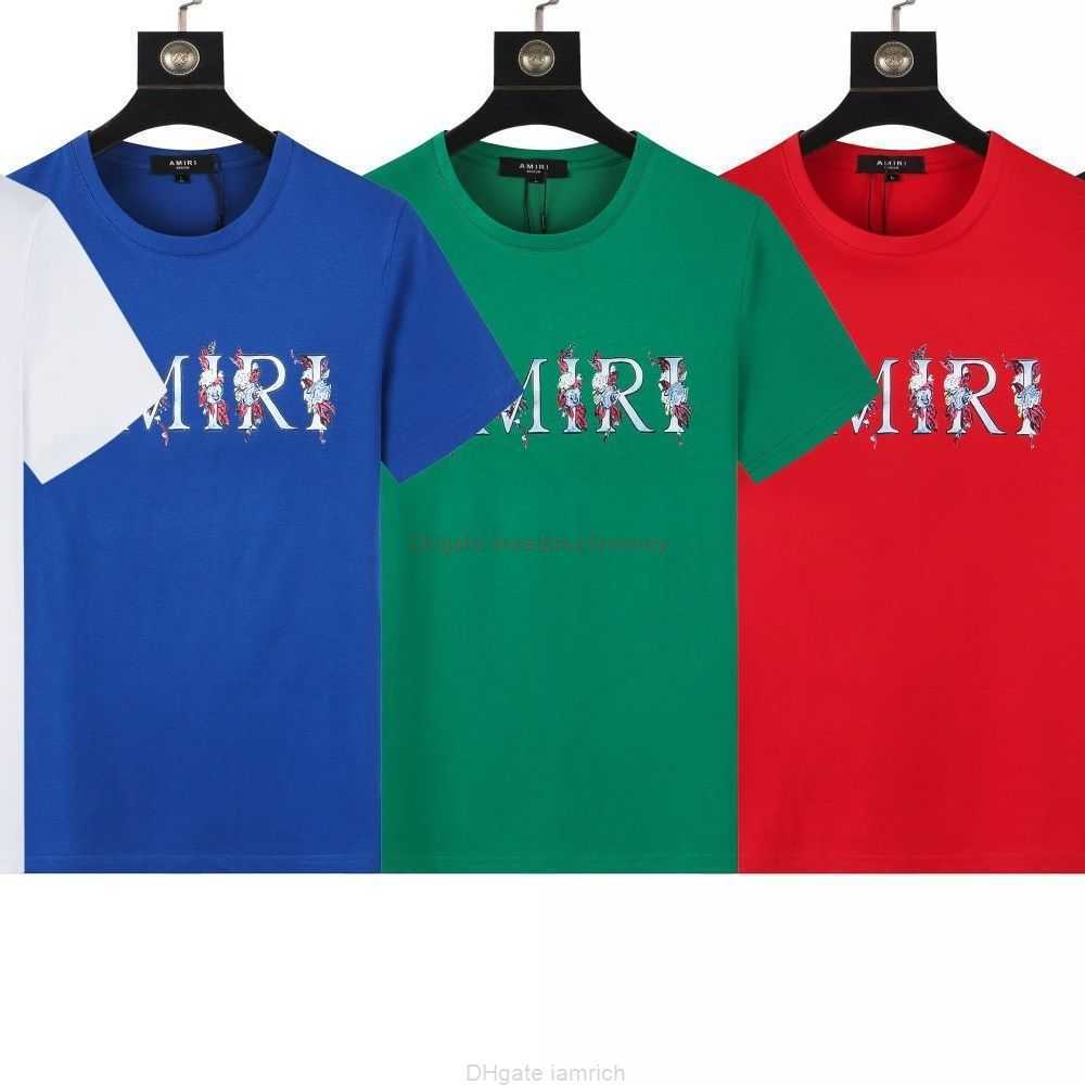 

Designer Fashion Clothing Amires Tees Am Tshirt 2023 Fashion Brand Amies Minimalist Letter Printed Round Neck Tshirt Short Sleeved Top Half Sleeved Bottom Shirt 24, White