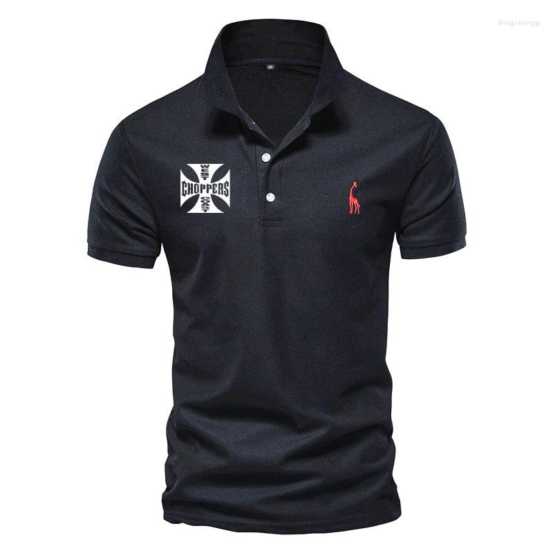 

Men's Polos 2023 Summer Comfortable Polo Shirt West Logo Print Vacation T-shirt Solid Color Casual Men's Clothing, Orange