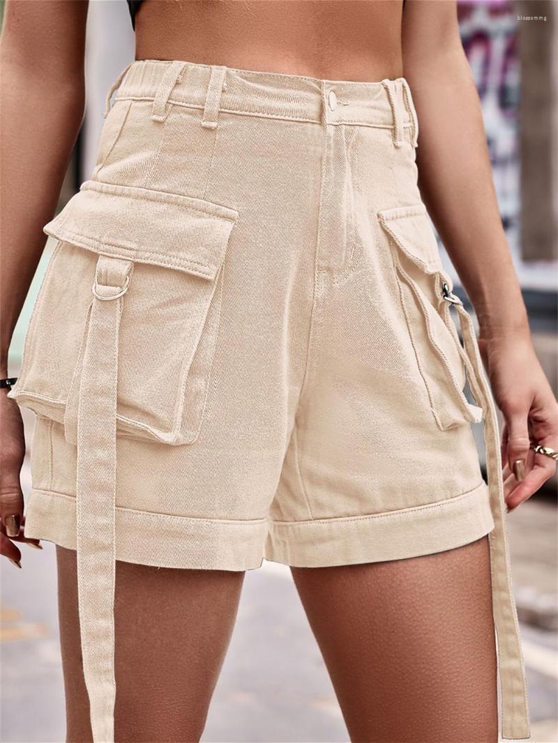 

Women' Shorts Charmingtrend Women Summer Fashion High Waist Pants Belt Solid Pockets Patchwork Female Safari Style, Black