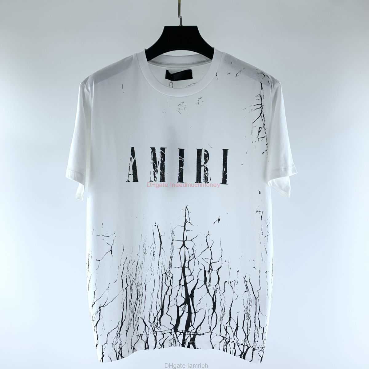 

Designer Fashion Clothing Amires Tees Am Tshirt 23Amies Crack Letter Stripe Printed Round Neck Pullover Casual Fashion Unisex Black Short Sleeve Tshirt Luxury Casu, White