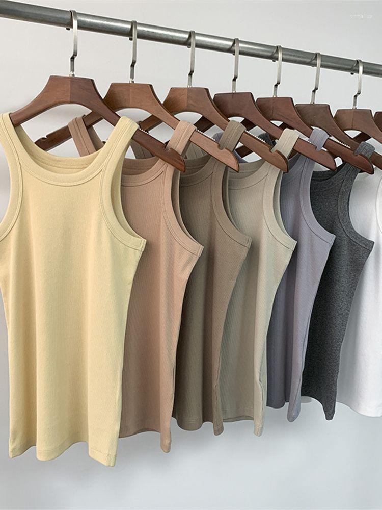 

Women's Tanks Women O-neck Sleeveless Tank Top Lady Slim Stretch Vest Camis Female Casual Fashion Bottoming, Cement gray