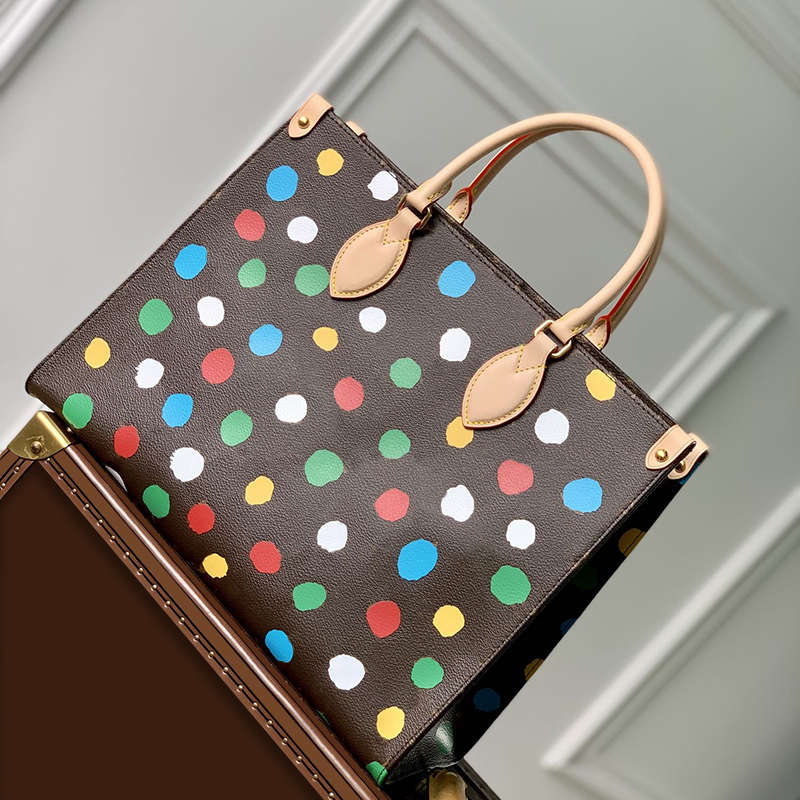 

Designer Shoulder Bag Medium Tote Bag 35CM 10A Cowhide Shopping Bags Coated Canvas Luxury Handbag With Box L004C