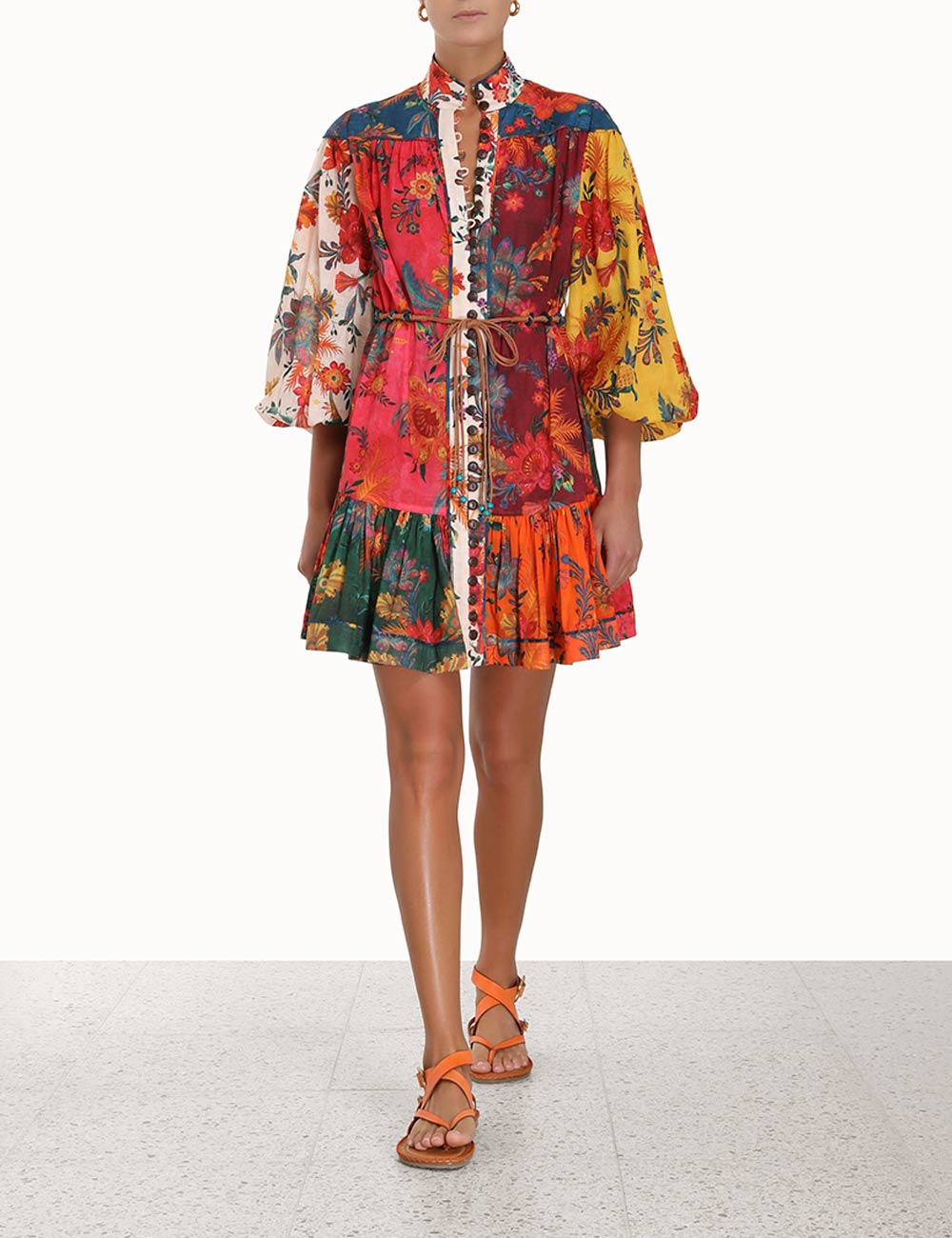 

Casual Dresses 2023 Designer Dress Spring/Summer New GINGER Lantern Sleeves Small High Neck Mini Dress, Multi