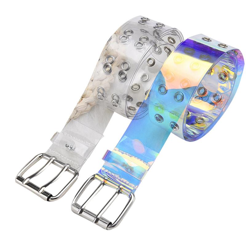 

Belts Fashion Women Ladies PU Leather Belt Wide Waist Band Elastic Buckle Cinch Elasticated Dress Pants Laser Transparent BeltsBelts, White