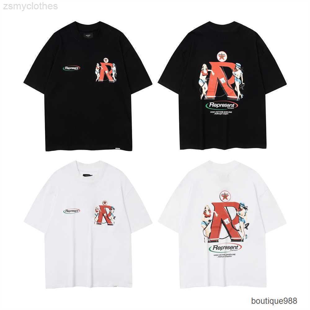 

Men's T-Shirts REPRESENT PremiumT shirt gas station blonde print high street retro top quality cotton summer new men loose short-sleeve T-shirt