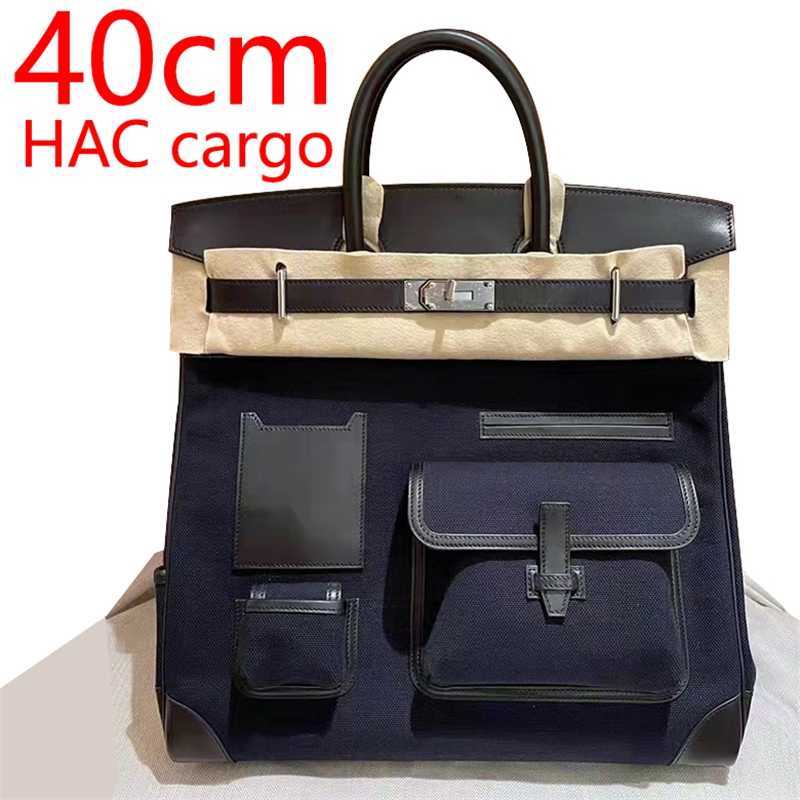 

Birkins'' Hac 40/45cm Handemade Bags 40cm HACcard Cowhide Canvas Multi functional Carrying Bag Large Capacity Unisex Travel, Black2