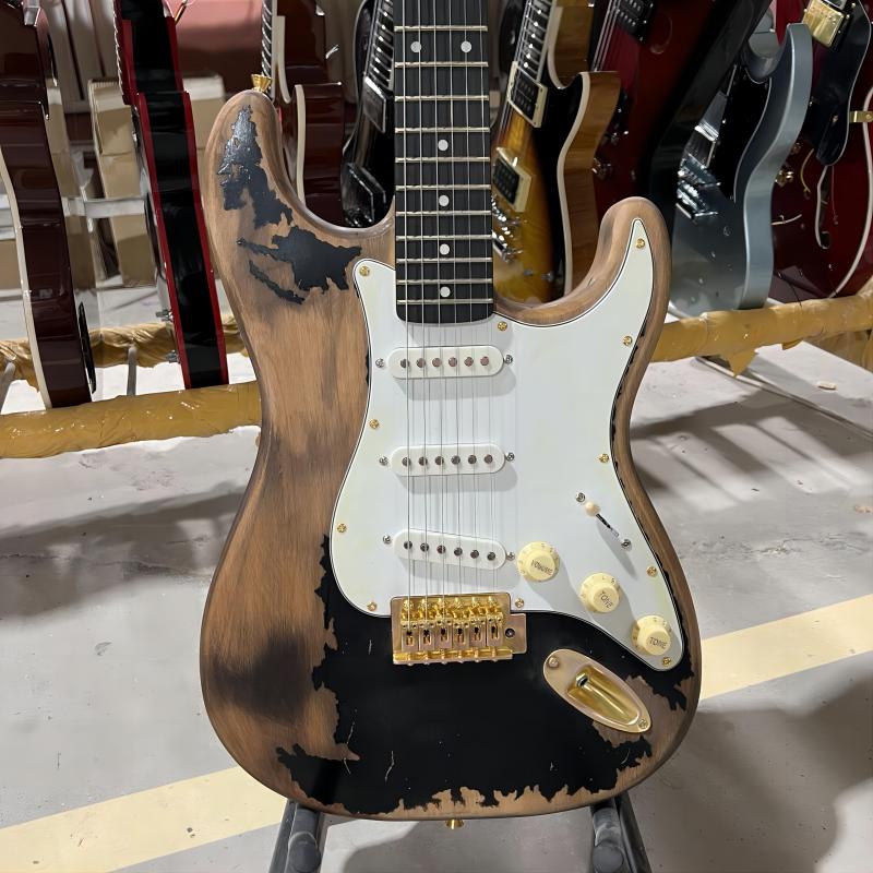 

John Mayer Relic Strat Electric Guitar Black Alder Body Rosewood fingerboard Handmade High quality free shipping369