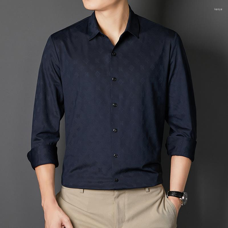 

Men's Casual Shirts Trendy Thin Shirt Men's Spring And Autumn Plaid Printed Business Long Sleeve, Black