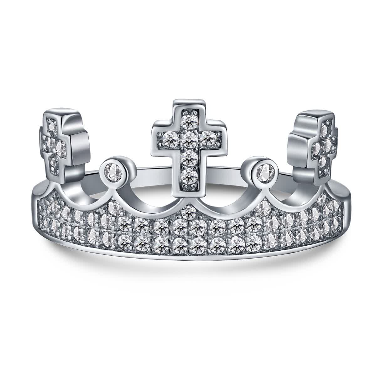 

GemKing NE120185 New Fashion Jewelry 925 Silver Sterling crown ring rhodium Plated with zircon pave Engagement and Wedding rings