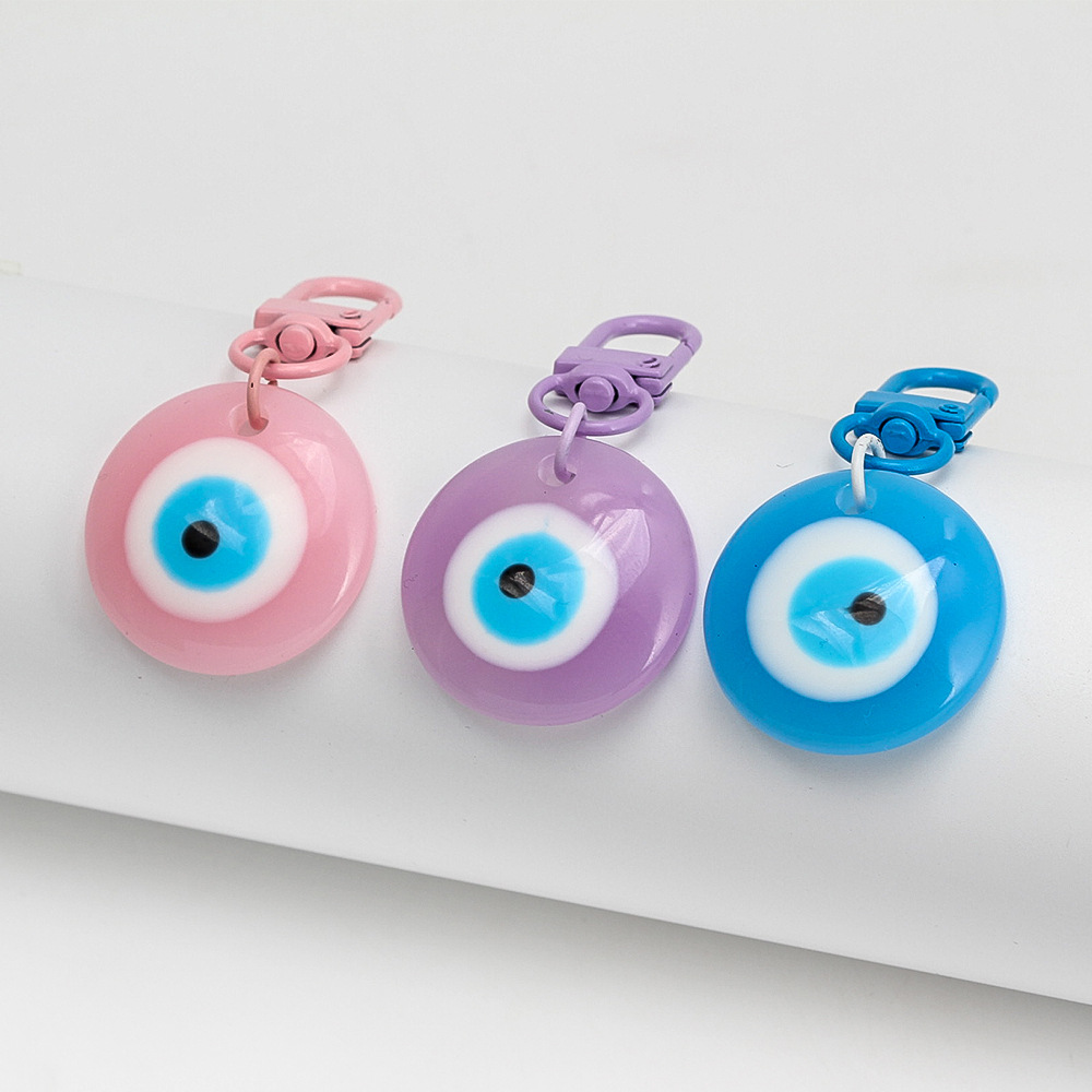 

Round Turkish Evil Eye Keychains Lucky Resin Blue Pink red Eye Key Chain Keyring for Men Women Car Key Pendant