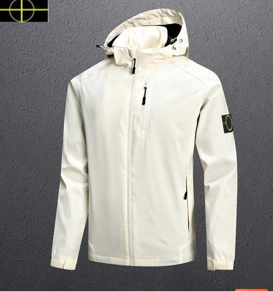 

plus size coat Spring and Autumn Stone Men's Jacket island 2023Stand Collar Hooded Solid Men's Casual Windproof Outdoor Is land Jacket Coat New 7xl 39, Grey