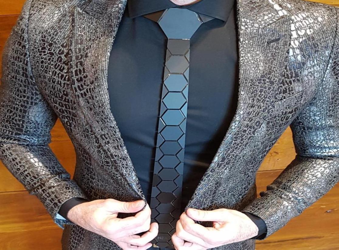 

Men Black tie Slim Hex Shape Tie Acrylic Matte Wedding Silk Ties Party Business Gift All Match Fashion Accessory Skinny Neck Tie C5977740