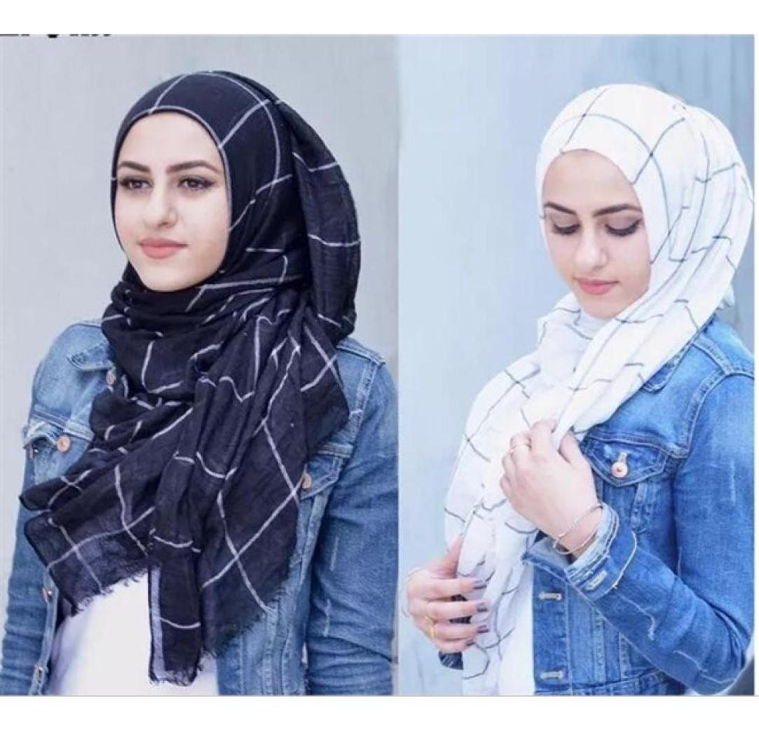 

1pc Classic Plaids Tartan Cotton Voile Muslim Hijab Scarf for Ladies Long Cross Strips Doubor Islamic Hijabs Shawl Wrap X08039800882