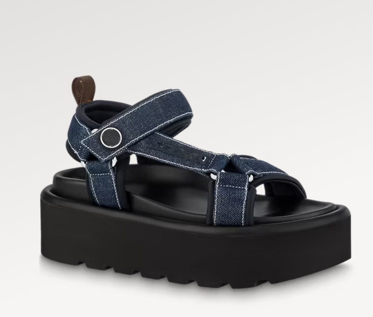 

Platform Designer Woman Thick bottom Sandals Pool Pillow Flat Comfort Sandal lady luxury summery metallic lambskin denim sandy beach slippers slides WITH BOX