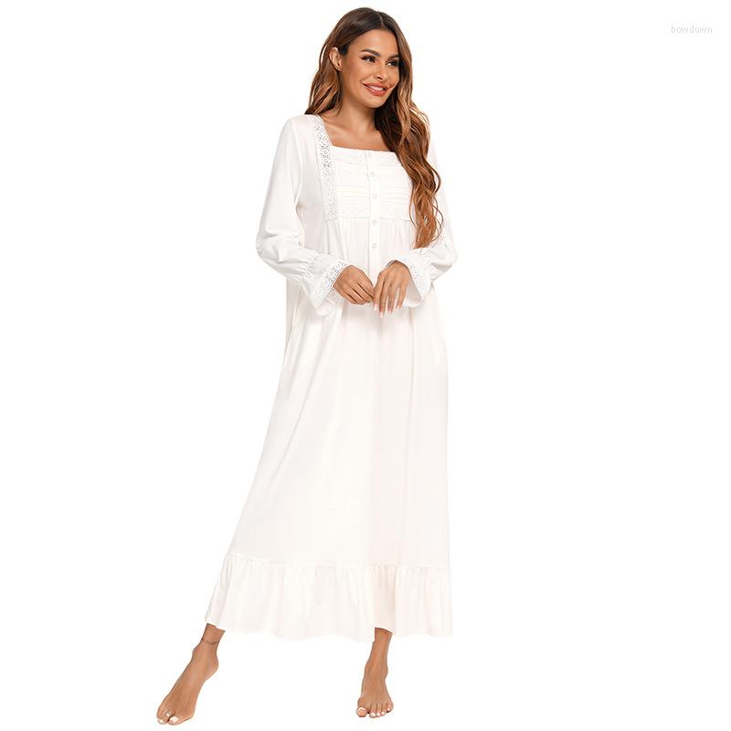 

Women' Sleepwear Spring Autumn Women' Nightdress Long Sleeve White Casual Homewear Sexy Women Sleep Tops Nightwear Night Gown