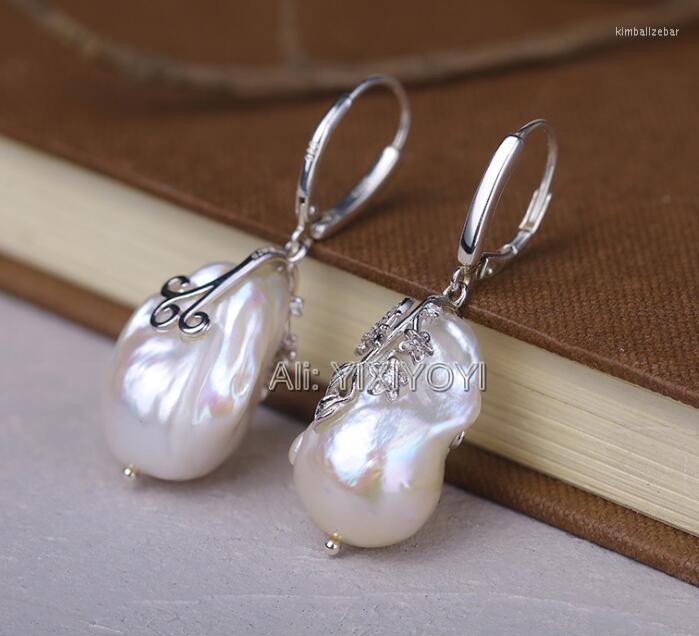 

Dangle Earrings 925 Sterling Silver Irregular Freshwater Pearl For Woman Beauty Baroque Pearls Gift Fashion Jewelry