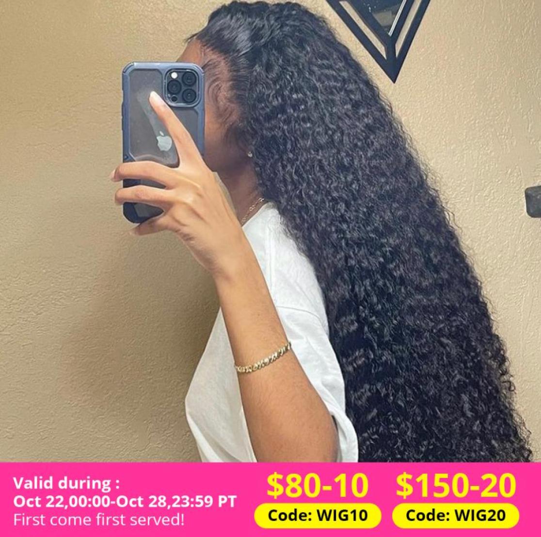 

Black 30 40Inch Brazilian Deep Transparent 136 Lace Frontal 13x4 360 Water Wave Curly Human For Women5938206