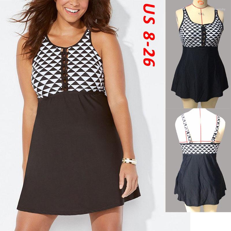 

Women's Swimwear 2023 Plus Size Sexy Women Swimsuit High Waist Push Up Bathing Suit Retro Tankini Large Dress, Black