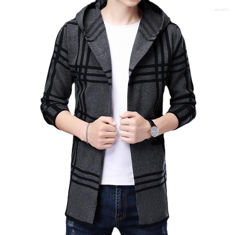 

Men's Sweaters Men Autumn Cardigan Slim Fit Plaid Sweater Fashion Hoodie Knitted Clothing Harajuku Mens Jumpers S-3XL, Gray