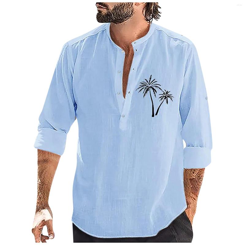 

Men' Casual Shirts 2023 Men' Blouse Cotton Linen Shirt Loose Tops Long Sleeve Tee Spring Autumn Handsome Men, Khaki