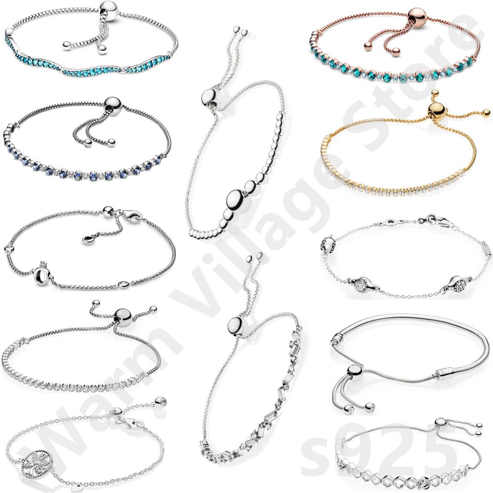 

Bangle Original compatible 925 sterling silver beads simple style beads simple adjustable bracelet DIY base beads bracelet