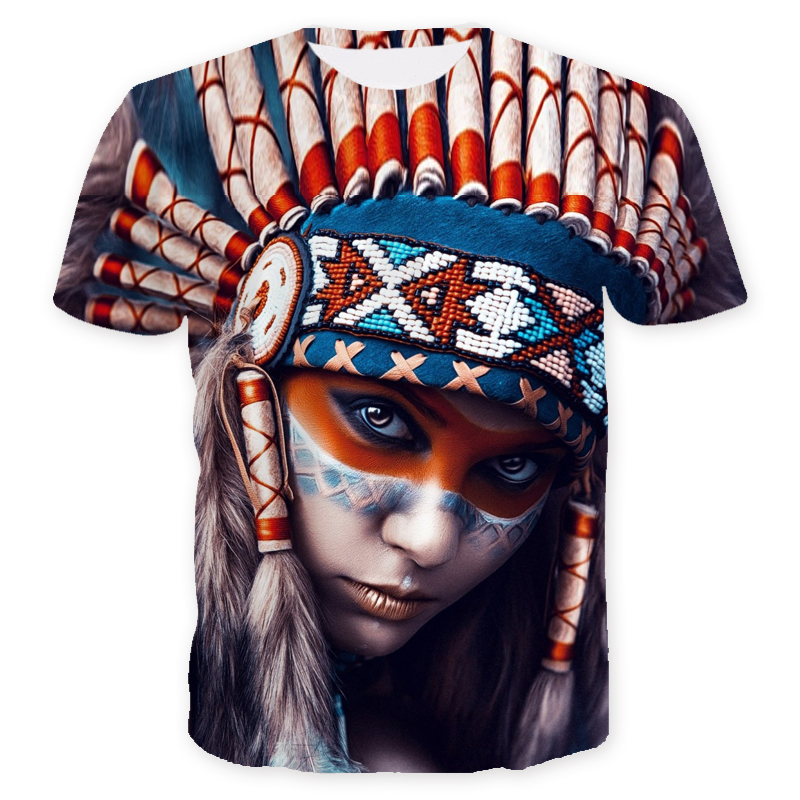 

New Women Men T-shirt Unisex Tee Lovers T shirt An Indian Girl 3D Fun Digital Print Short Sleeve Pullovers Tops Casual shirt, Beige