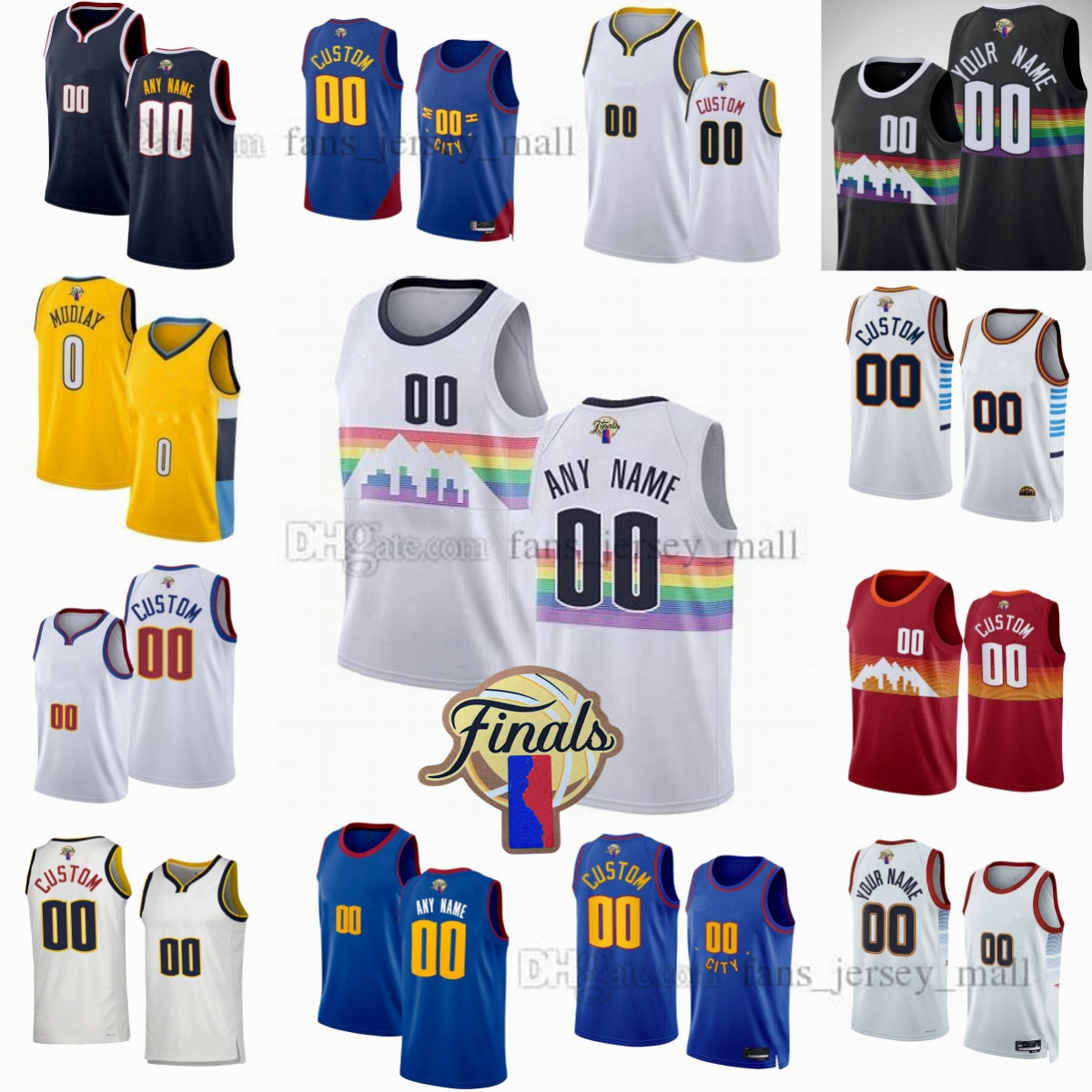 

Custom 2023 Finals Patch Jamal Jokic Murray Printed Basketball Jerseys Aaron Gordon Kentavious Caldwell-Pope Michael Porter Jack Jeff Green Smith Nnaji Cancar