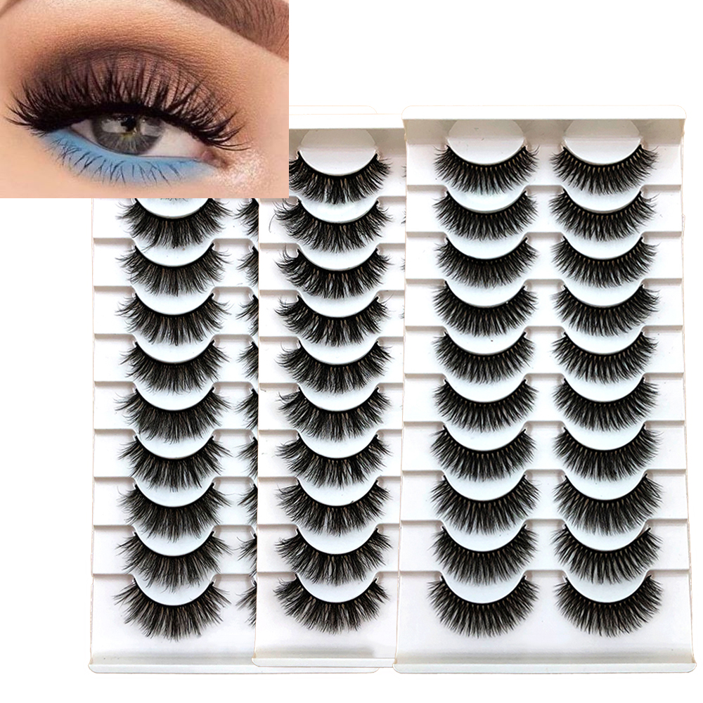 

25MM Manga Faux Mink Lashes 3D D Curl Russian Strip Lashes Supplies Fluffy Thick 10 Pairs 5D 8D Fake Eyelashes Extensions Makeup DJ
