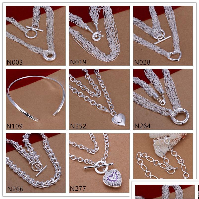 

Chains Arrival Womens Sterling Sier Plated Necklaces Gtp55 Fashion Heart Shape 925 Plate Necklace 6 Pieces A Lot Mixed Style Drop De Dhv0P