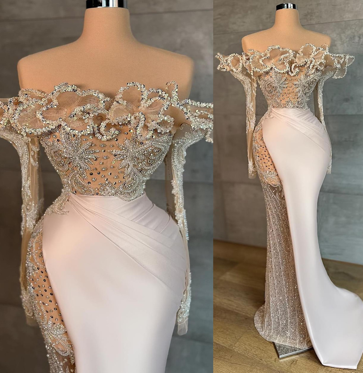 

2023 May Aso Ebi Beaded Crystals Prom Dress Mermaid Satin Luxurious Evening Formal Party Second Reception Birthday Engagement Gowns Dress Robe De Soiree ZJ320, Purple