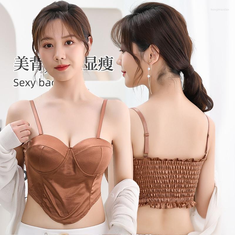 

Women's Tanks Vintage Bustier Crop Tops Satin Sexy Women Corset 3d Cup Bras Elastic Waist Camis Y2k Vest Fashion Tank Top Aesthetic, White
