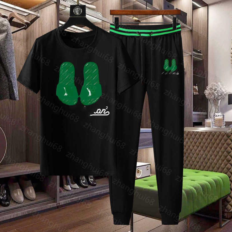 

23ss Mens designer Tracksuit mens tracksuit Round neck Pure cotton slippers letter logo print Short sleeve t-shirt Elastic waist trousers set men clothes a1, 50