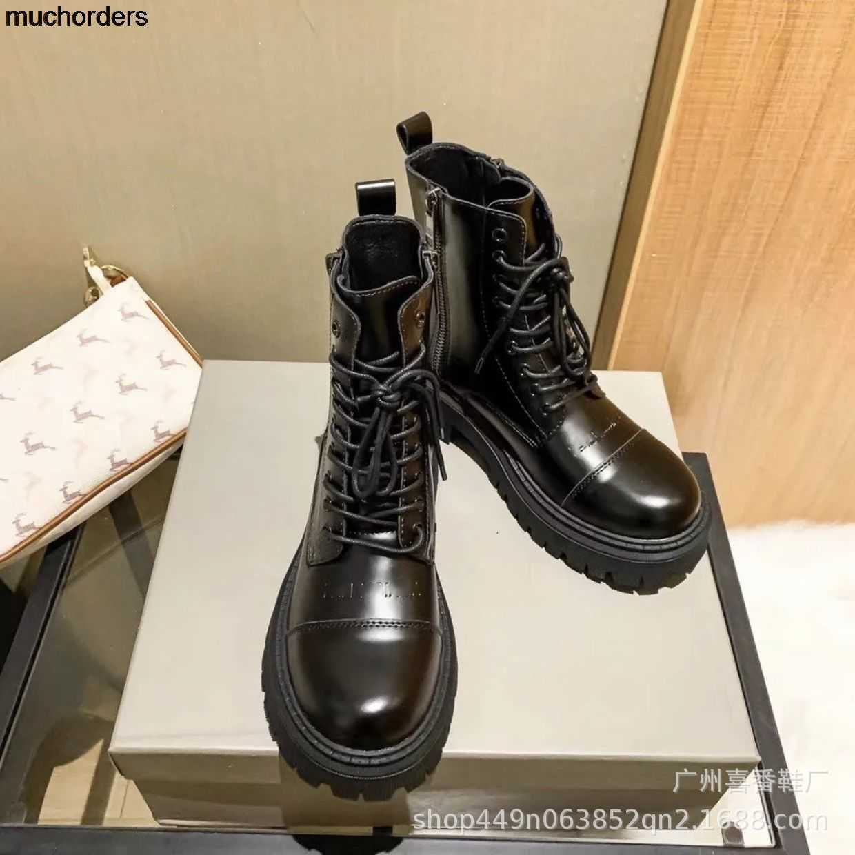 

Family B's thick soled mid barrel Martin boots Autumn and winter 2022 New Mid ancient side zipper increased fashion women's boots women's shoes