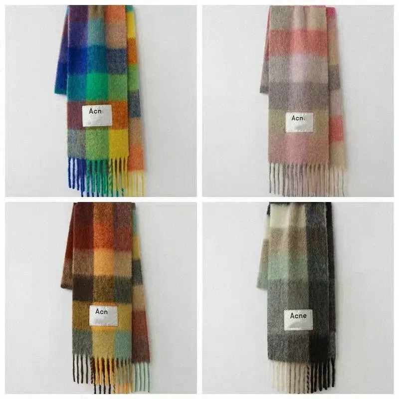 

Luxury Wool Acne Studios Sacrf Cashmere Winter Scarfs Designer Shawl Women Type Colour Chequered Tassel Imitated Blanket Scarves hipl926