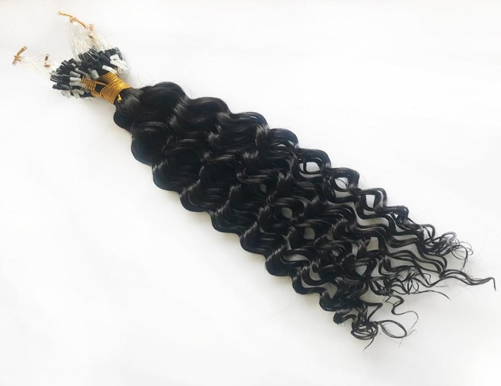 

Deep Curly Loop Mcro Ring Hair Extensions For Black Women 100 Strands Natural Color Can Be Dyed 100 Human Hair6075800