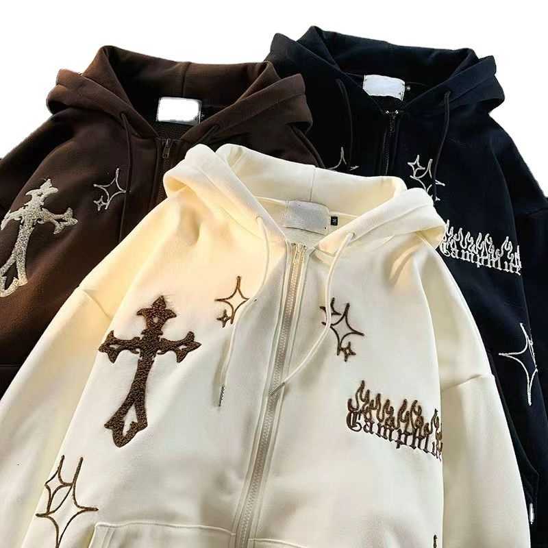 

Vintage Embroidery Hoodies Women Harajuku Long Sleeve Zip Up Sweatshirt Hip Hop Gothic Streetwear Hooded Jacket Coat Y2k Clothes