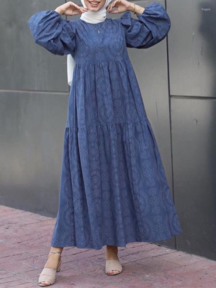 

Ethnic Clothing Autumn Morocco Muslim Dress Women Print Abaya Kaftans Casual Evening Dresses Woman Turkey Islam Long Robe Femme Vestidos
