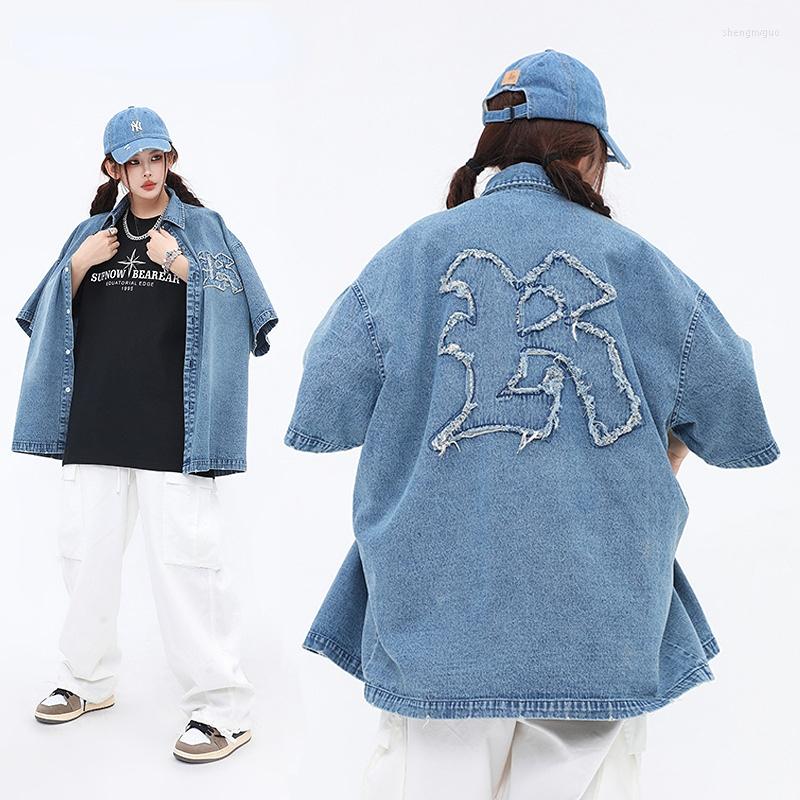 

Women's T Shirts Summer Letter Embroidery High Street Short Sleeve Turn Down Collar Cotton Women's T-shirt Loose Streetwear Casual, Black