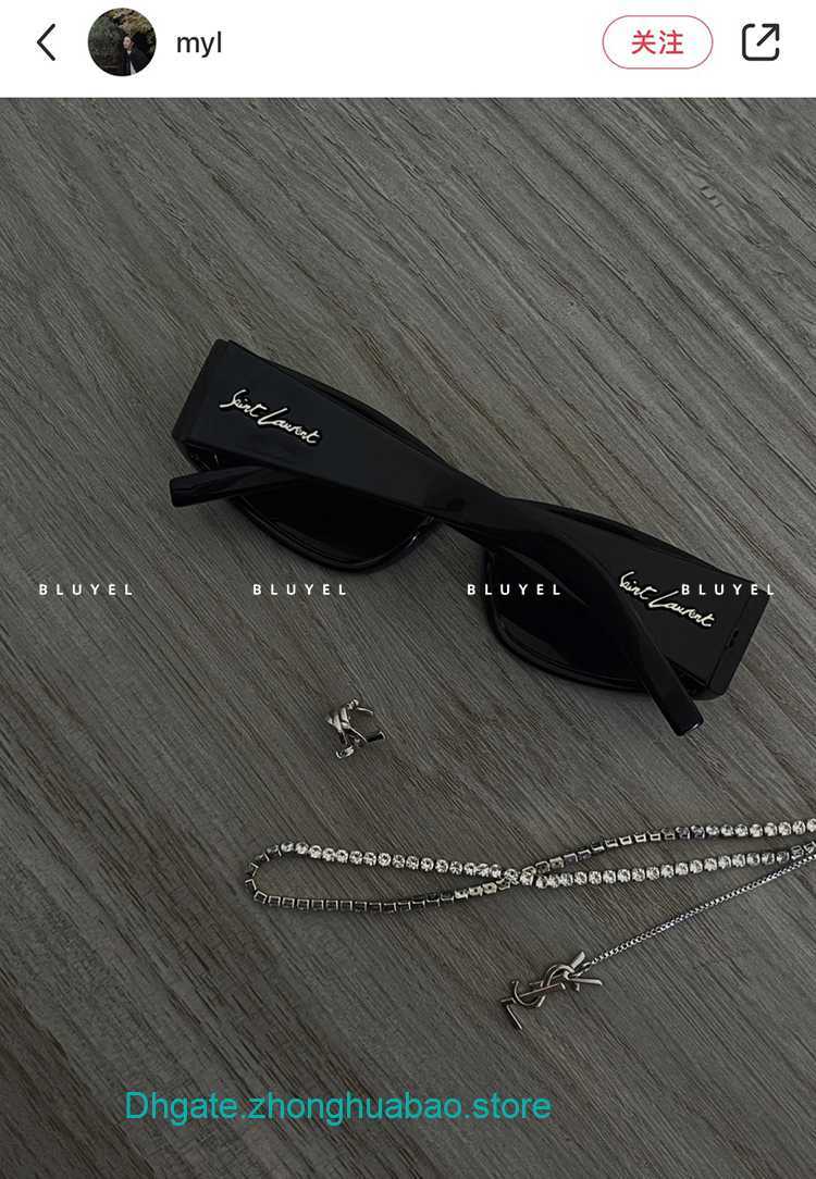 

Y S L Brand Designer 8A Sunglasses for sale Bluyel Square Cat Eye Metal Flower Ink Glasses SL329